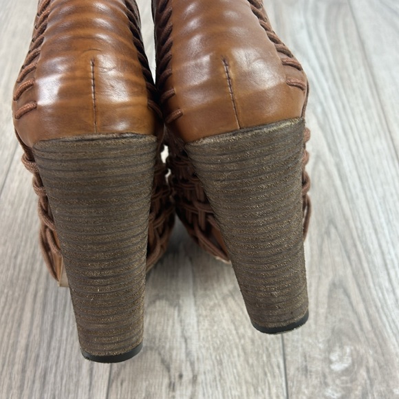 Miista Naia Free People 8.5 Brown Leather Cord Huarache Lace Up Block Heels - Picture 7 of 11